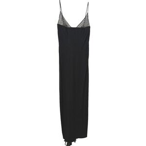 Vintage Cache Black Studded Mesh Pleated Godet Formal Evening‎ Maxi Dress XS